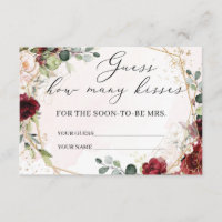 Quantos beijos do cartão de jogo Boho burgundy flo