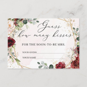 Quantos beijos do cartão de jogo Boho burgundy flo