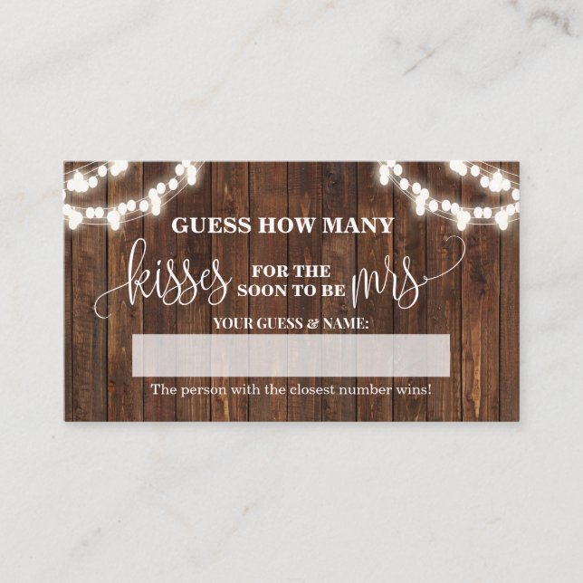 Quantos beijos para o cartão de jogo da Sra. Weste (Frente)