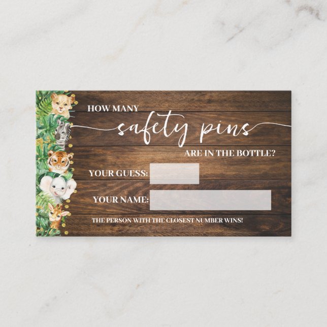 Quantos Pinos De Segurança Cartão De Bebê Safari (Frente)