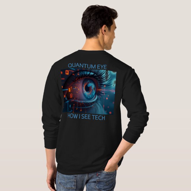 Quantum Eye Tech homem camisa preta de manga longa (Parte Traseira Completa)