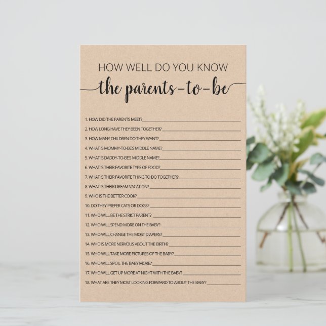 Quão bem você conhece o Chá de Bebê para os Futuro (Em pé/Frente)