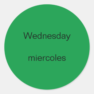 Quarta-feira no inglês para os adesivos espanhói