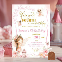 Quarta Menina Fada Rosa Convite de Aniversário