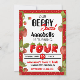 Quarto Convite de aniversário de Morango