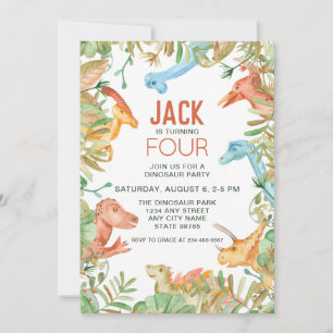 Quarto Convite de aniversário do Dinossauro