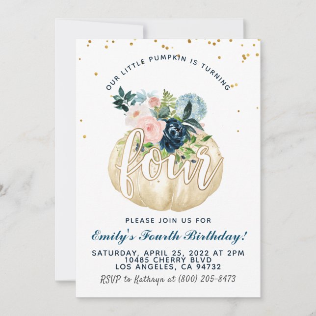 Quarto Convite de Aniversário para Abóbora (Frente)