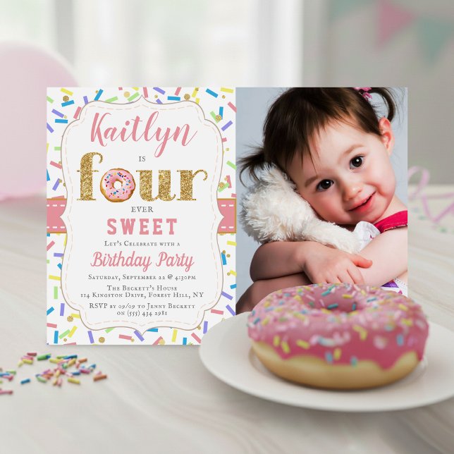 Quarto Convite de Aniversário para Garotas Rosquin (Criador carregado)