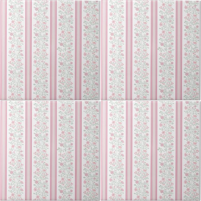 Quarto Coquete Floral Rosa Vintage (Vintage Pink Floral Coquette Nursery Ceramic Tile)