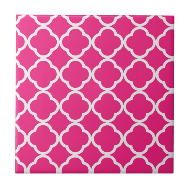 Quatrefoil Brilhante Rosa (Frente)