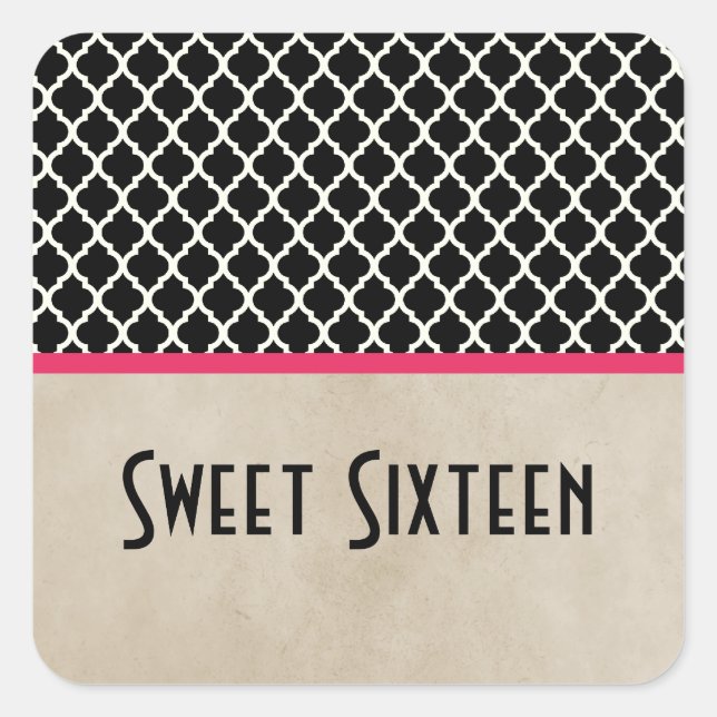 Quatrefoil Chic Cor-de-Rosa Doce 16 Adesivos (Frente)