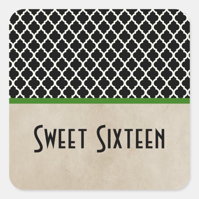 Quatrefoil Chic Verde Doce 16 Adesivos (Frente)