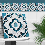 Quatrefoil marroquino, azul e mármore branco<br><div class="desc">Quatrefoil marroquino,  azul e mármore branco</div>
