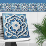 Quatrefoil marroquino, azul e mármore branco<br><div class="desc">Quatrefoil marroquino,  azul e mármore branco</div>