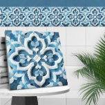 Quatrefoil marroquino, azul e mármore branco<br><div class="desc">Quatrefoil marroquino,  azul e mármore branco</div>