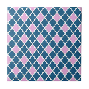 quatrefoil rosa moderno, moderno e azul-marinho
