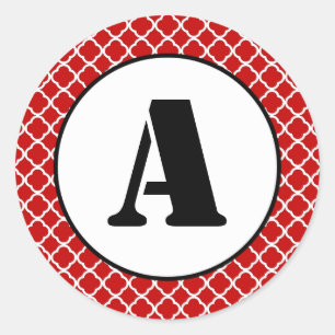 Quatrefoil vermelho - etiqueta do círculo