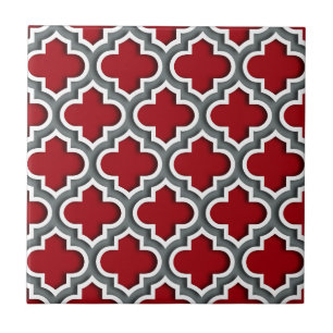 Quatrefoil White Marroquino Cranberry Carvura #5DS