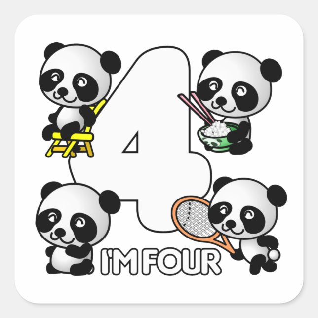 QUATRO adesivos PANDAS (Frente)