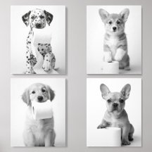 Quatro adoráveis cachorrinhos estéticos com papel 