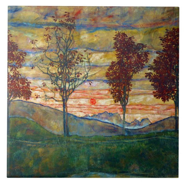 Quatro Árvores (Landscape Art) (por Egon Schiele) (Frente)