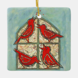 Quatro Calling Birds Enfeites de natal