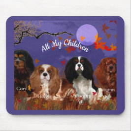 Quatro Cavaliers Spaniels Autumn Night Mouse Pad