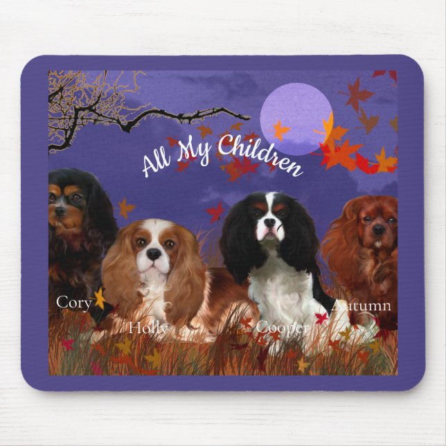 Quatro Cavaliers Spaniels Autumn Night Mouse Pad (Frente)
