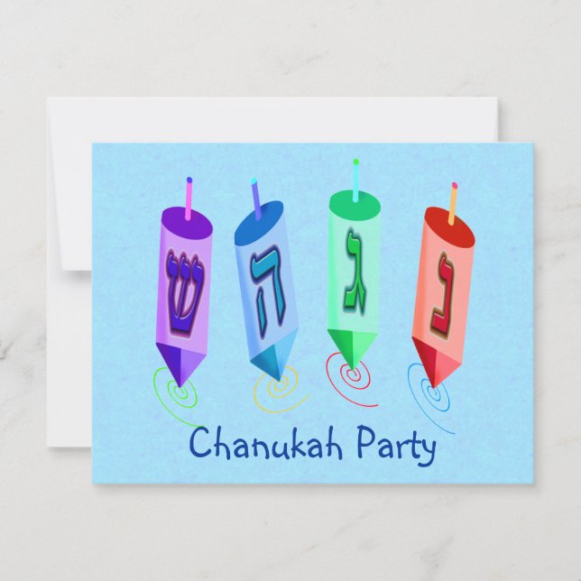 Quatro convites de Dreidels (Frente)