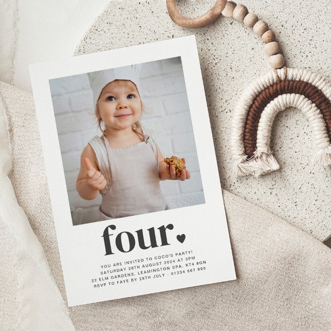 Quatro Corações - Convite de Aniversário para Foto (Criador carregado)