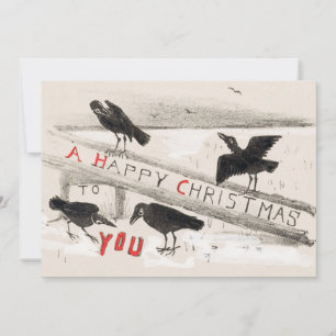 Quatro Crows Vintage Art Impressão Natal