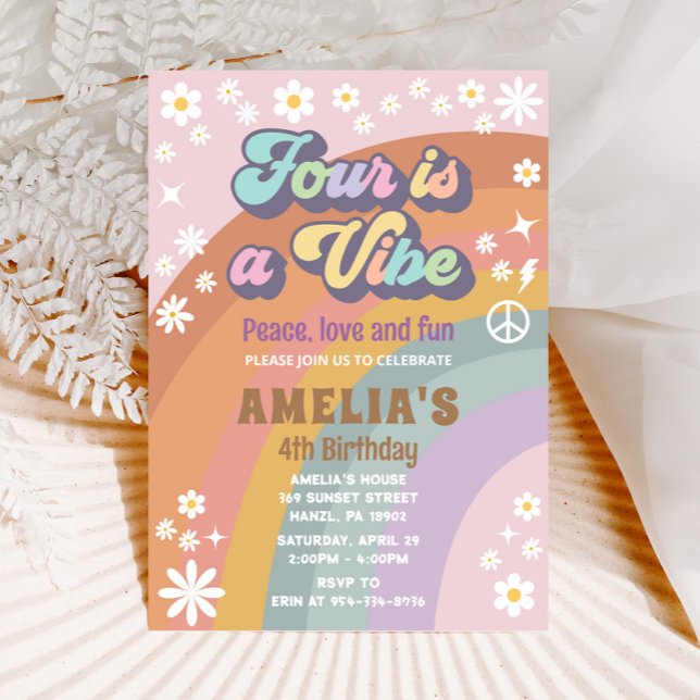 Quatro é um convite de aniversário vívido (Criador carregado)