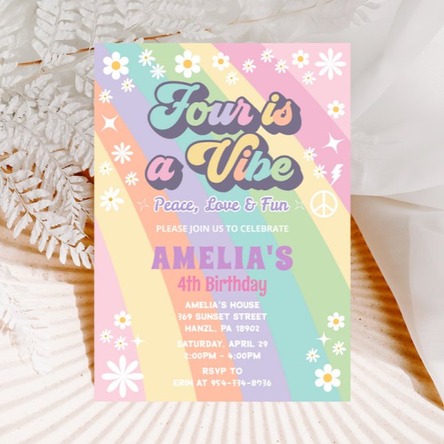 Quatro é um convite de aniversário vívido (Criador carregado)