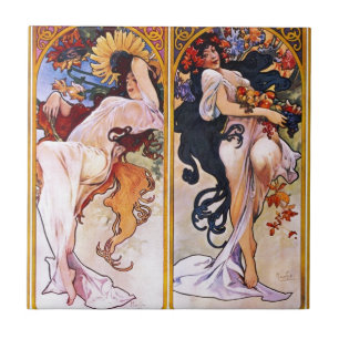 Quatro Estações de Alfons Mucha Art Déco Nouveau