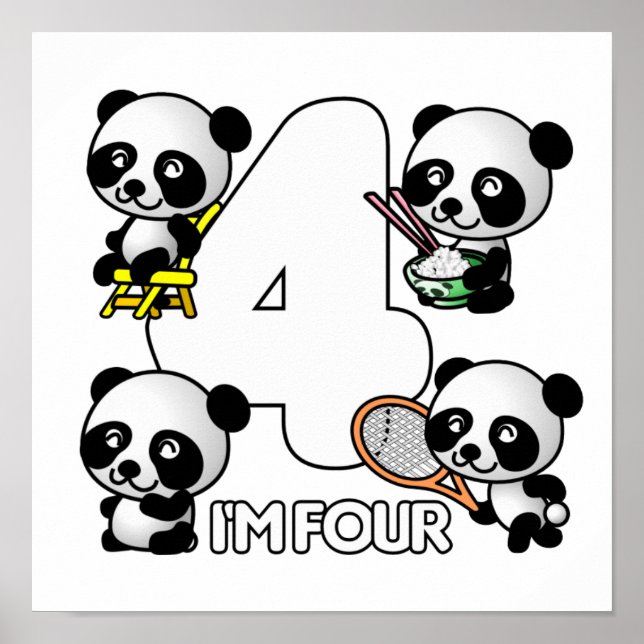 QUATRO poster PANDAS - personalizar (Frente)