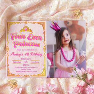 Quatro Princesa para Sempre - Convite de 4º Aniver