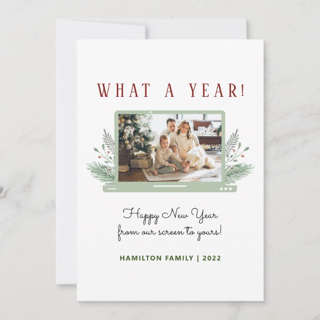 Que Ano! Feriado de Foto de Ano Novo Simples (Frente)