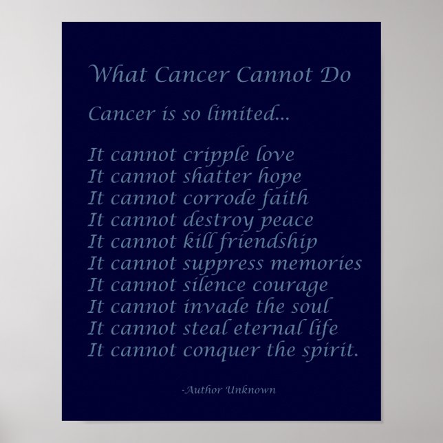 Que Cancer Não Pode Fazer Poem Poster Impressão (Frente)