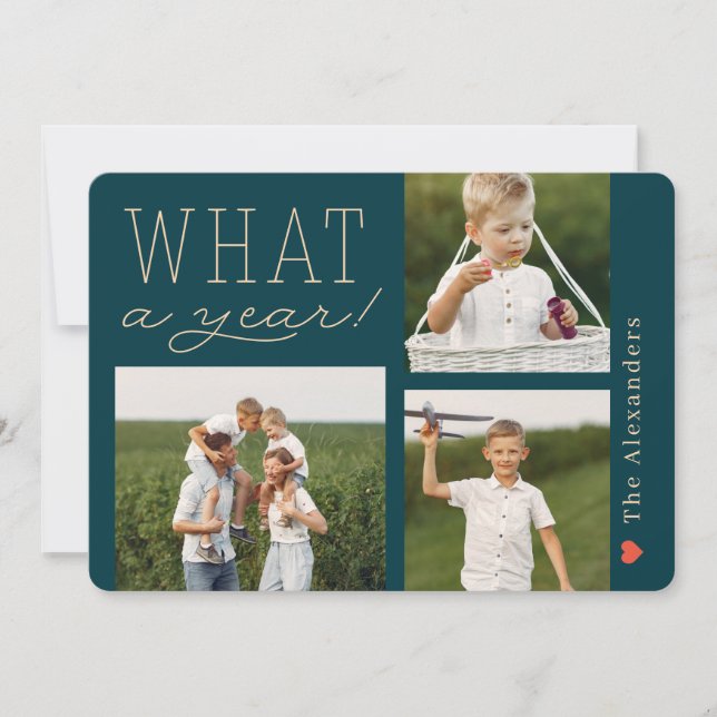 Que Cartão com fotos De Férias De Um Ano (Frente)