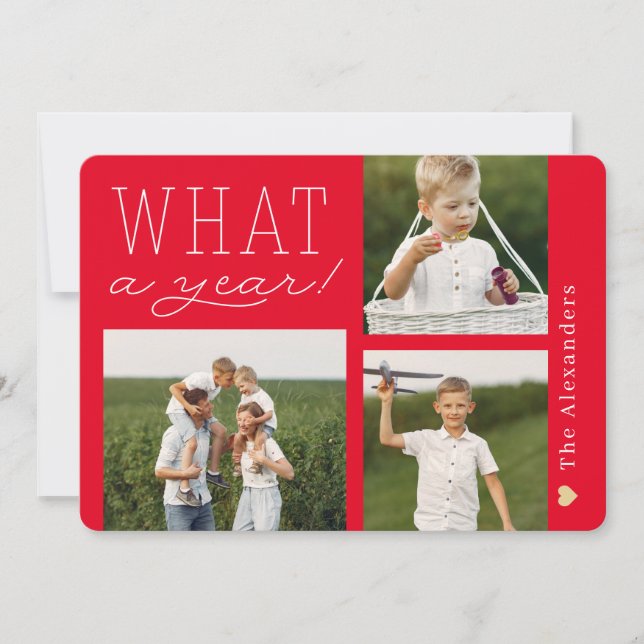 Que Cartão com fotos De Férias De Um Ano (Frente)