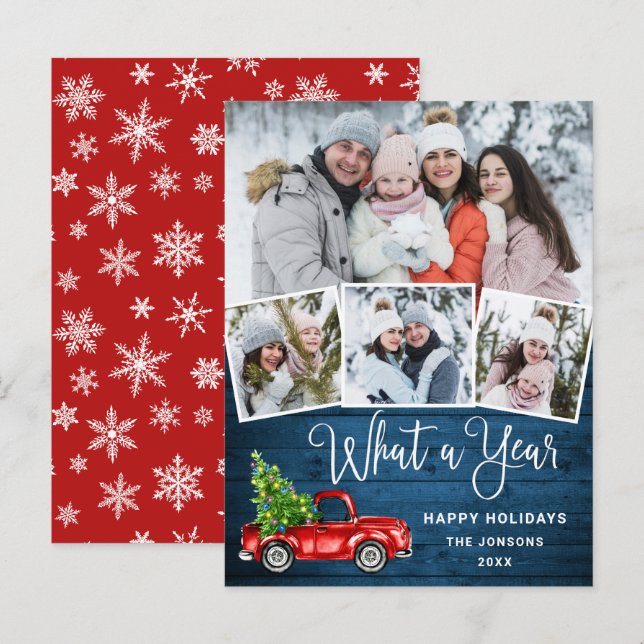 Que Cartão de Férias de Caminhão Vermelho de Natal (Frente/Verso)