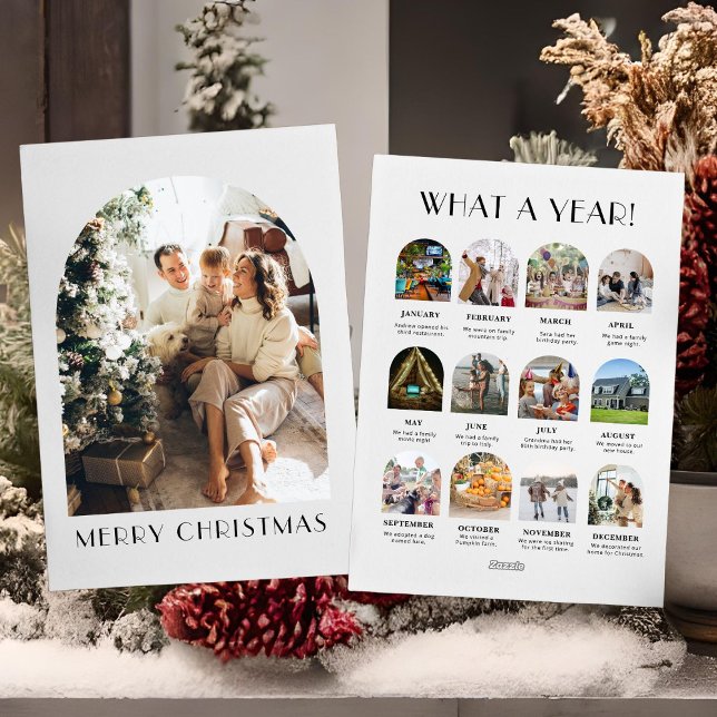Que Cartão de Natal Moderno de 12 Fotos para o Ano (Criador carregado)