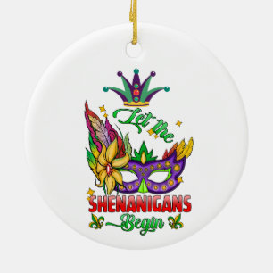 Que Comece as Travessuras Enfeite de Mardi Gras