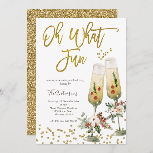 Que Convite de festas De Cocktail De Natal Diverti (Frente/Verso)