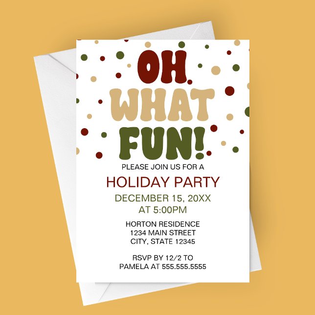 Que Convite para Festas de Férias Divertidas (Oh What Fun Retro Styled Holiday Party Invitation)