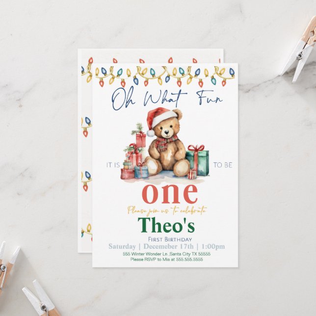 Que Diversão ser um Ursinho de Pelúcia Convite (Frente/Verso In Situ)