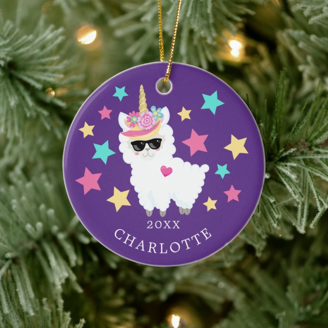 Que Enfeites de natal Star Llama Unicorn (Árvore)