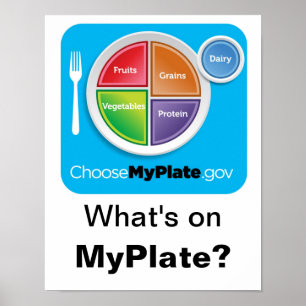 Que está em MyPlate? Poster - azul no branco