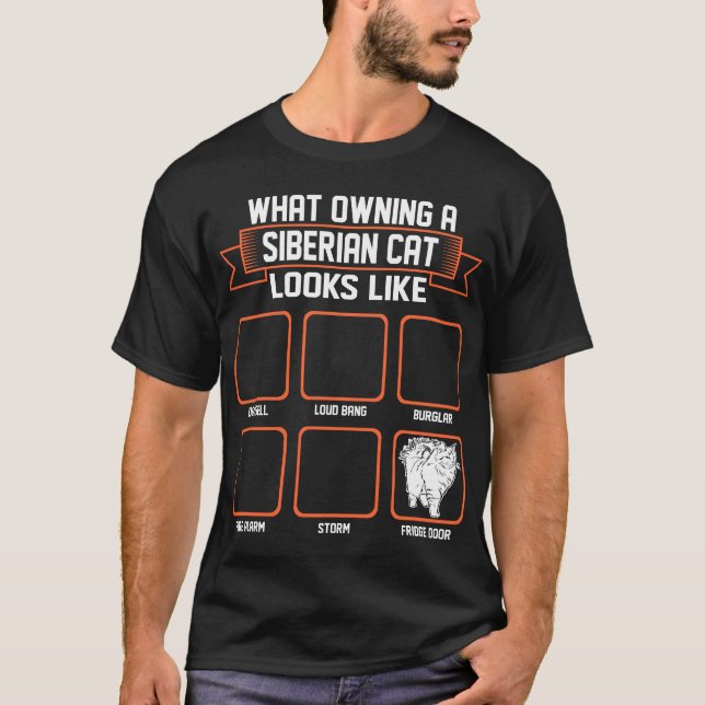 Que gato Siberian possuindo olha como a camiseta (Frente)