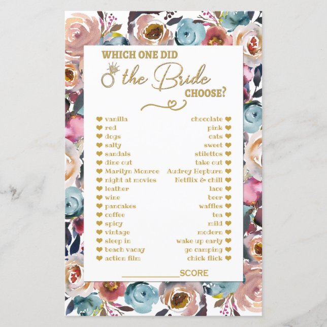 Que uma fez a noiva escolher jogos de Chá de panel (Frente)